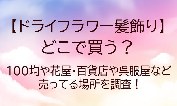 ドライフラワー髪飾りどこで買う？100均や花屋・百貨店や呉服屋等どこに売ってる？